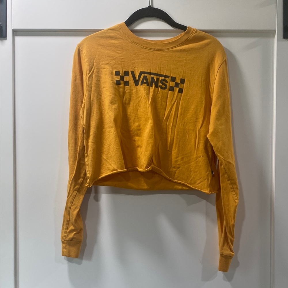 Vans Yellow Crop Graphic Long Sleeve Tee sz med